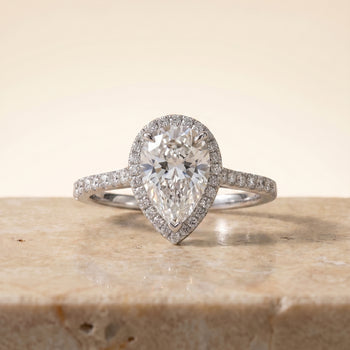 The Taylor Pavé Halo Pear Engagement Ring Setting in Platinum