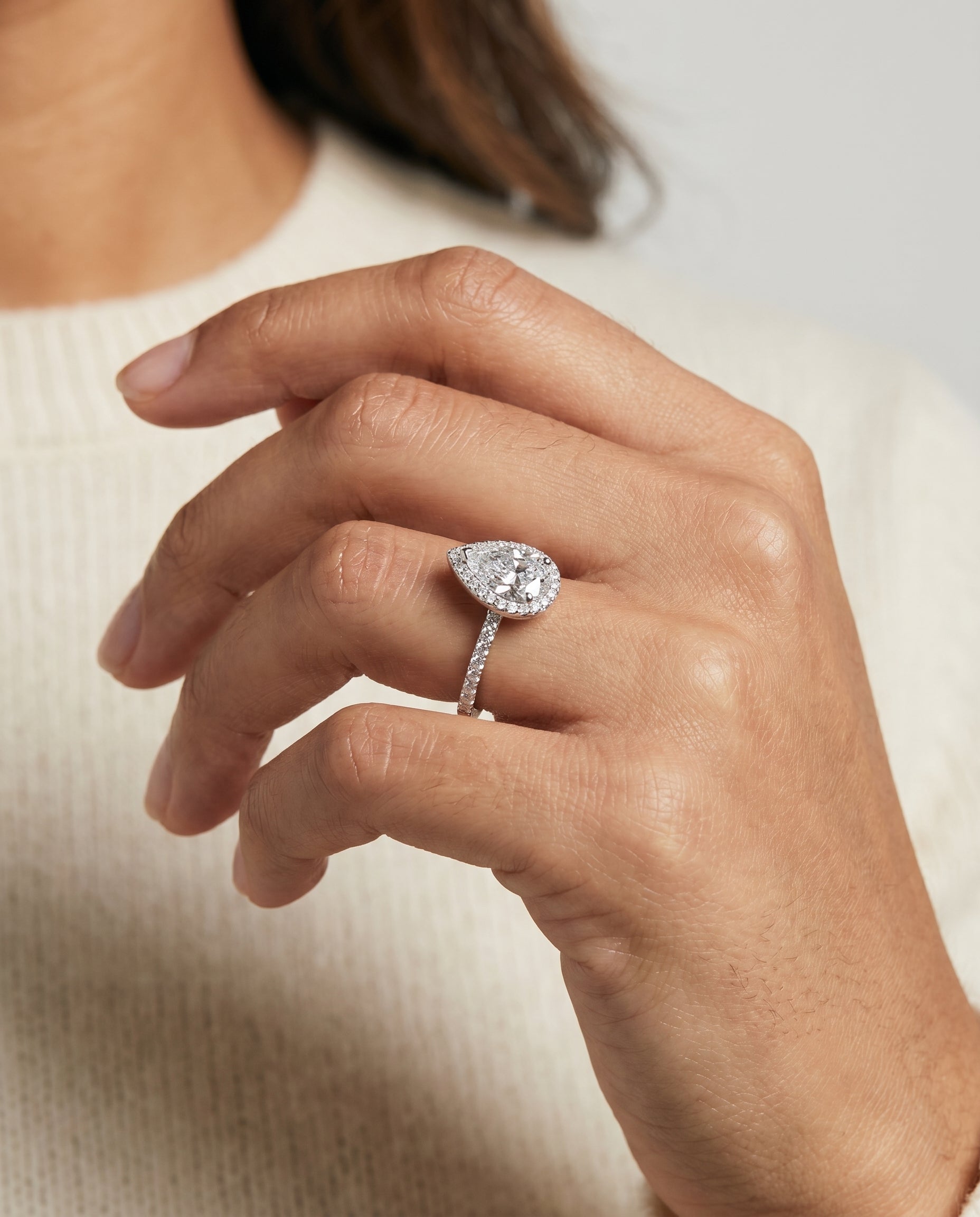 The Taylor engagement ring setting in Platinum, pavé halo design | RockHer