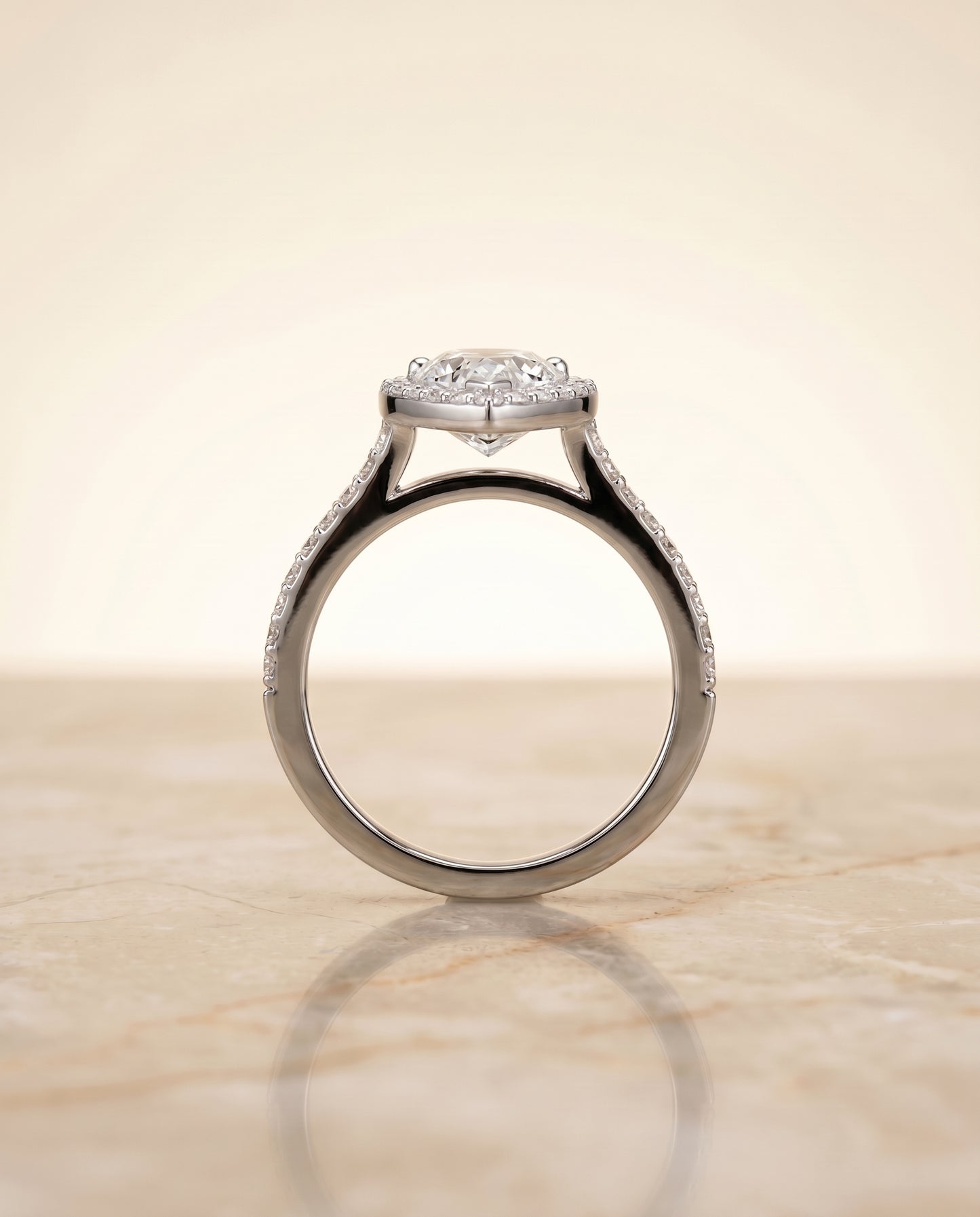 The Taylor Pavé Halo Pear Engagement Ring Setting in Platinum