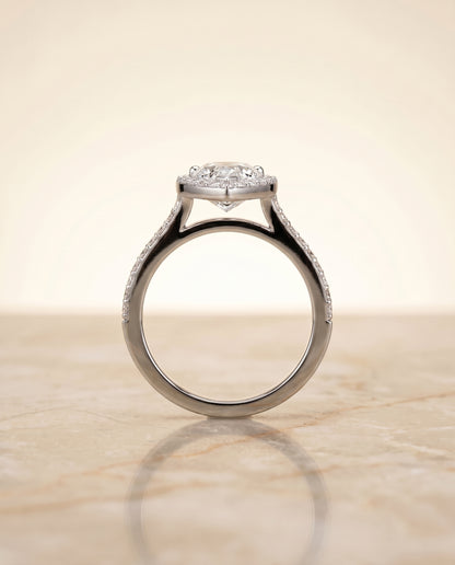 The Taylor Pavé Halo Pear Engagement Ring Setting in Platinum