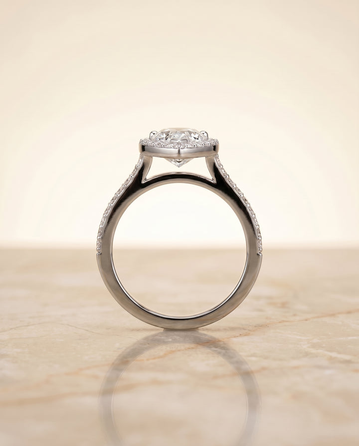 The Taylor Pavé Halo Pear Engagement Ring Setting in Platinum