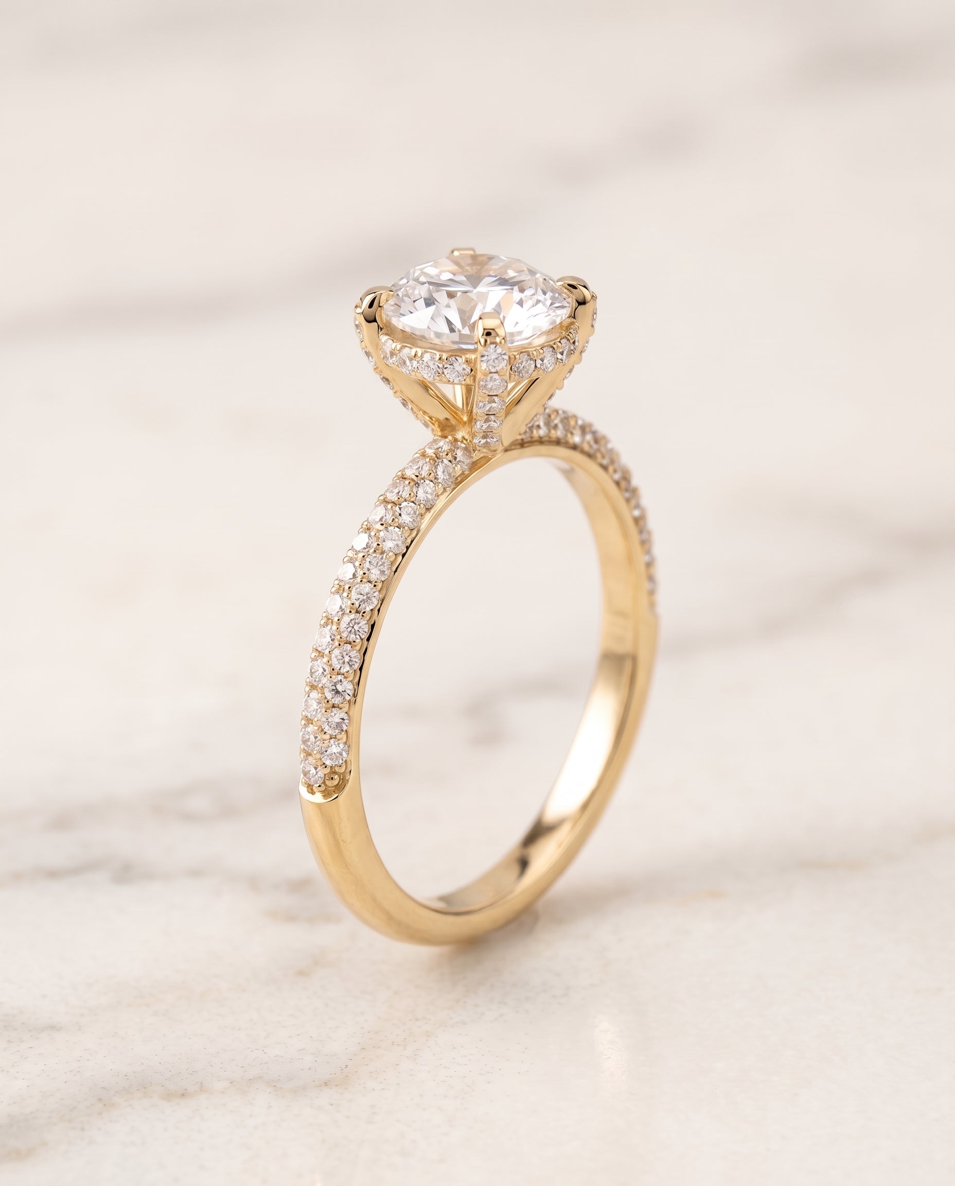 Triple Row Pavé styling on The Tina round engagement ring setting | RockHer