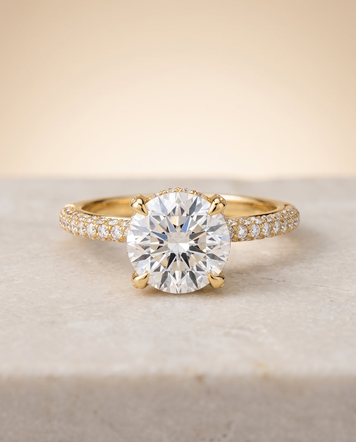 The Tina round engagement ring setting in 18K Yellow Gold | RockHer