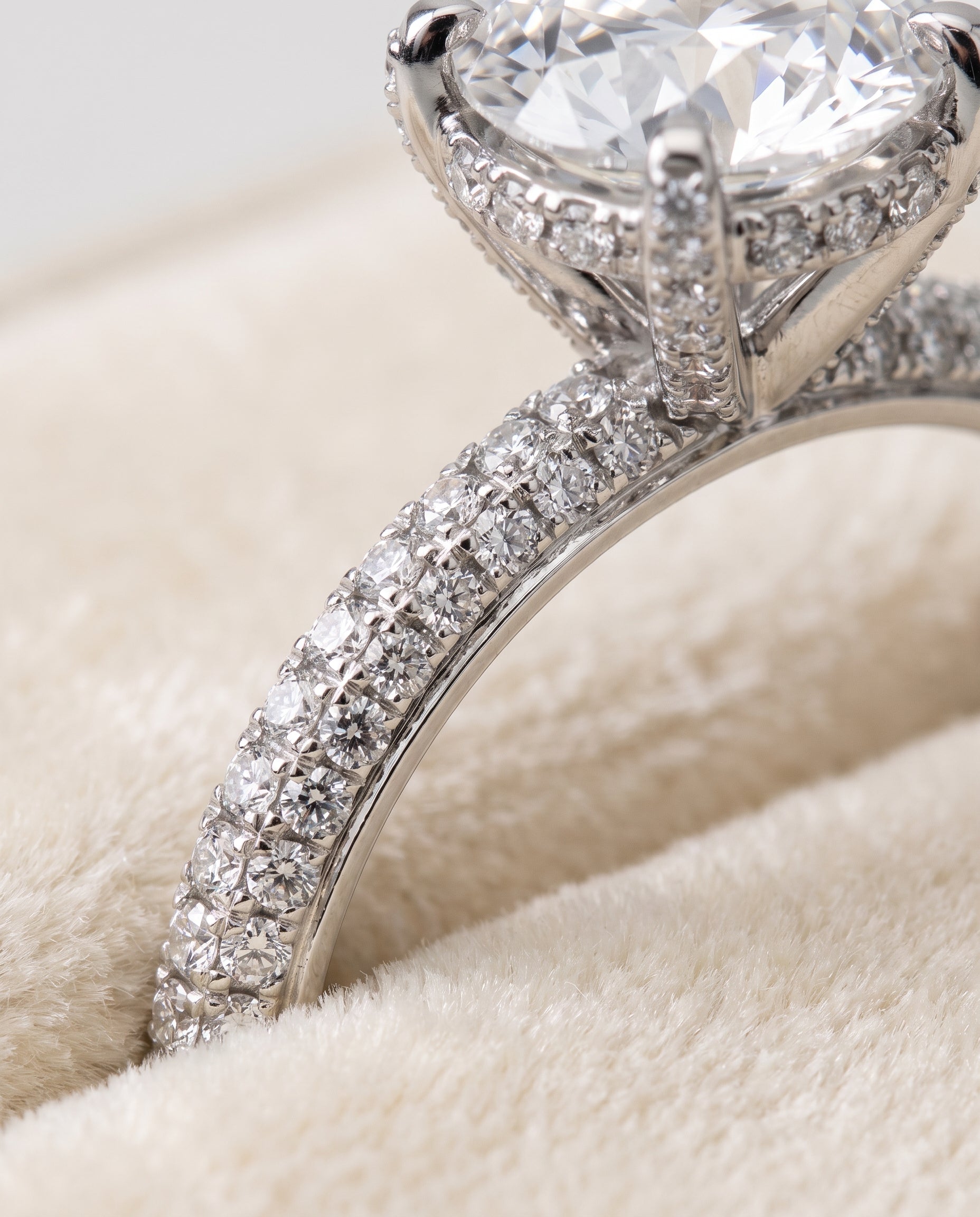 Platinum band of The Tina round engagement ring setting | RockHer