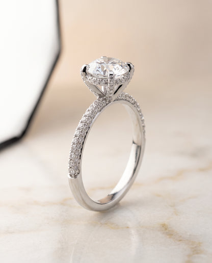The Tina Triple Row Pavé Round Engagement Ring Setting in Platinum