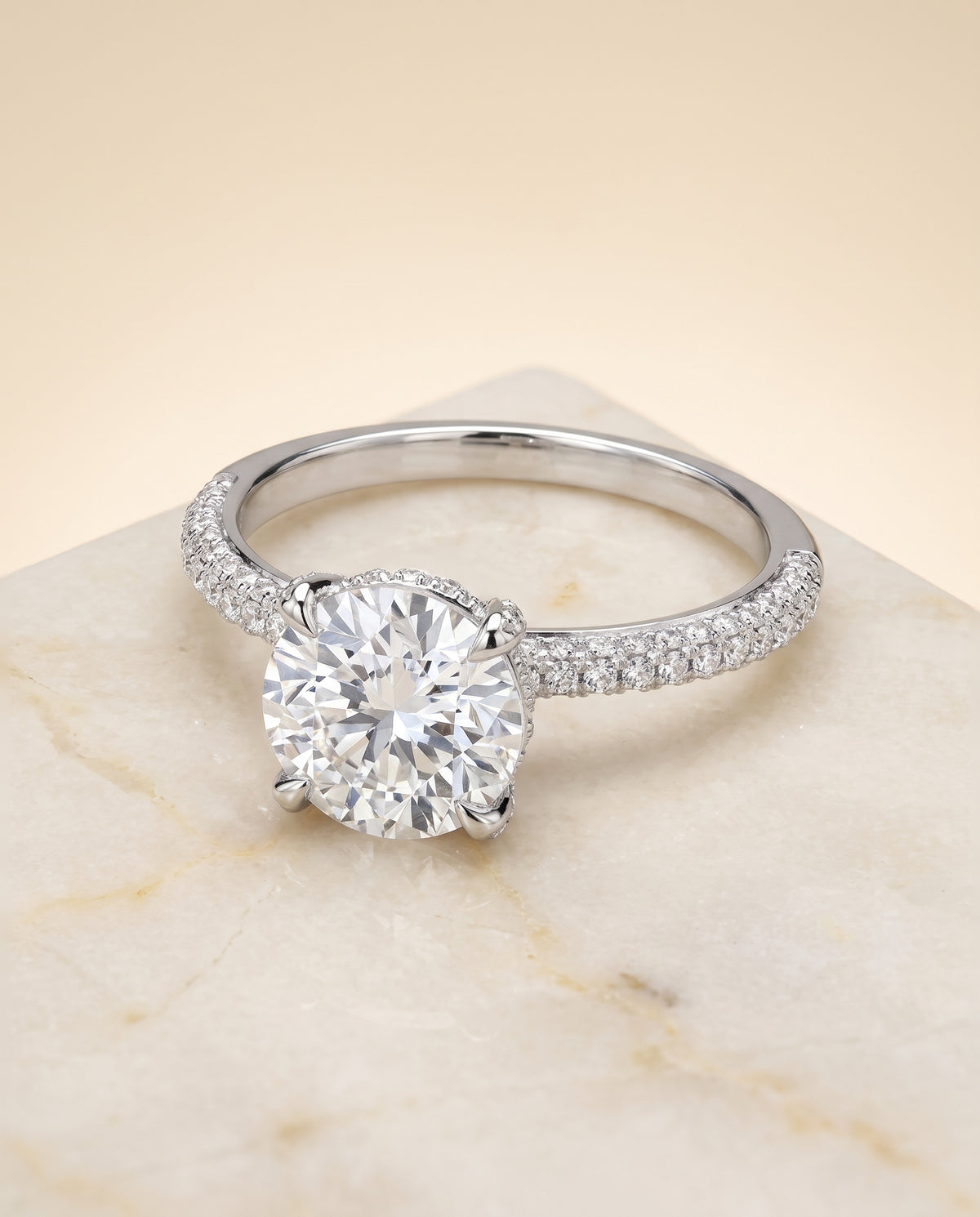 The Tina round engagement ring setting in Platinum | RockHer