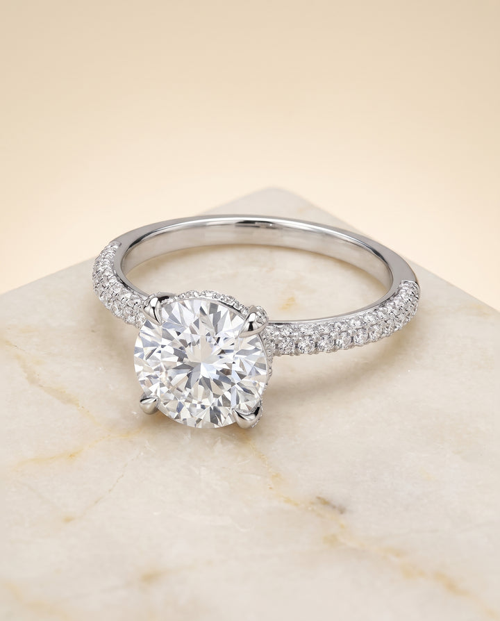 The Tina Triple Row Pavé Round Engagement Ring Setting in Platinum