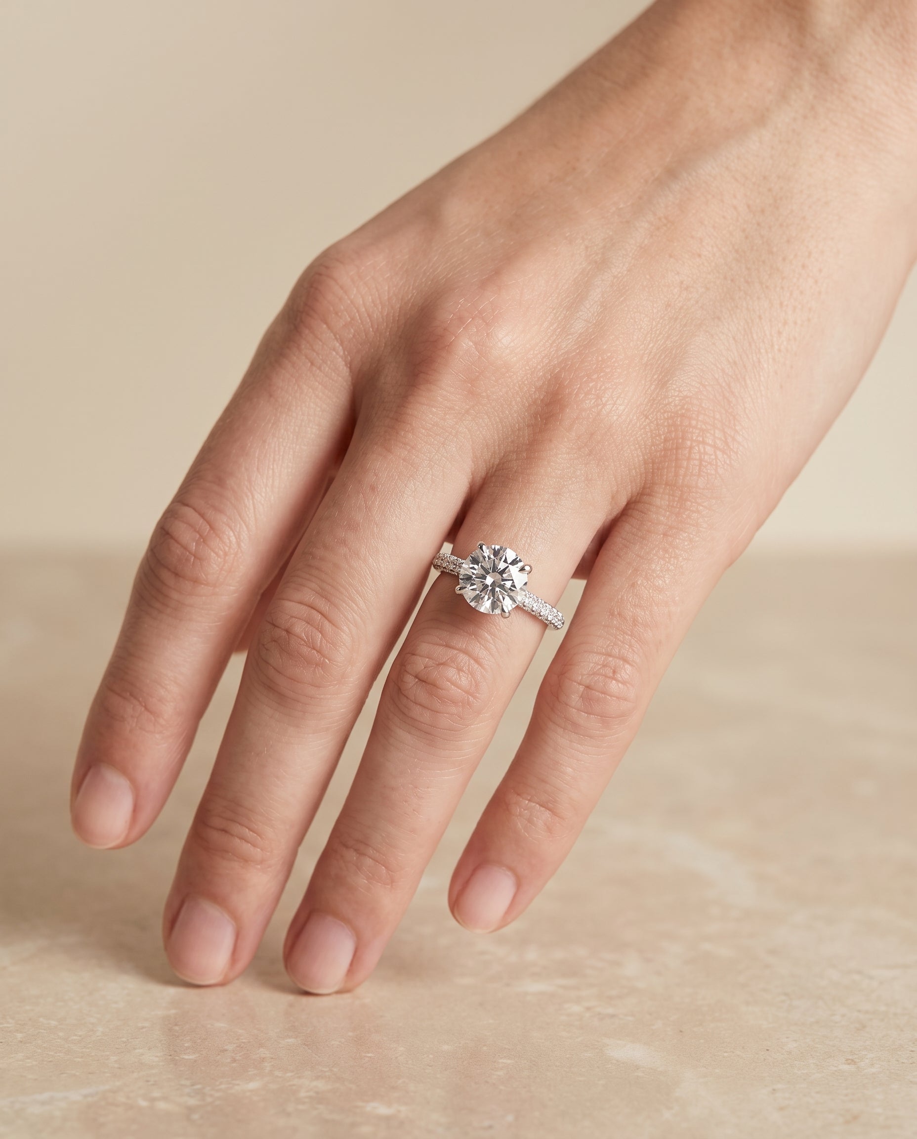 The Tina engagement ring setting in Platinum, triple row pavé design | RockHer