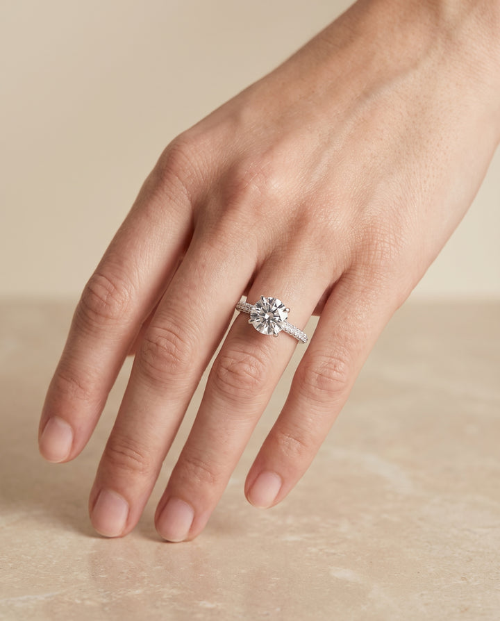 The Tina Triple Row Pavé Round Engagement Ring Setting in Platinum