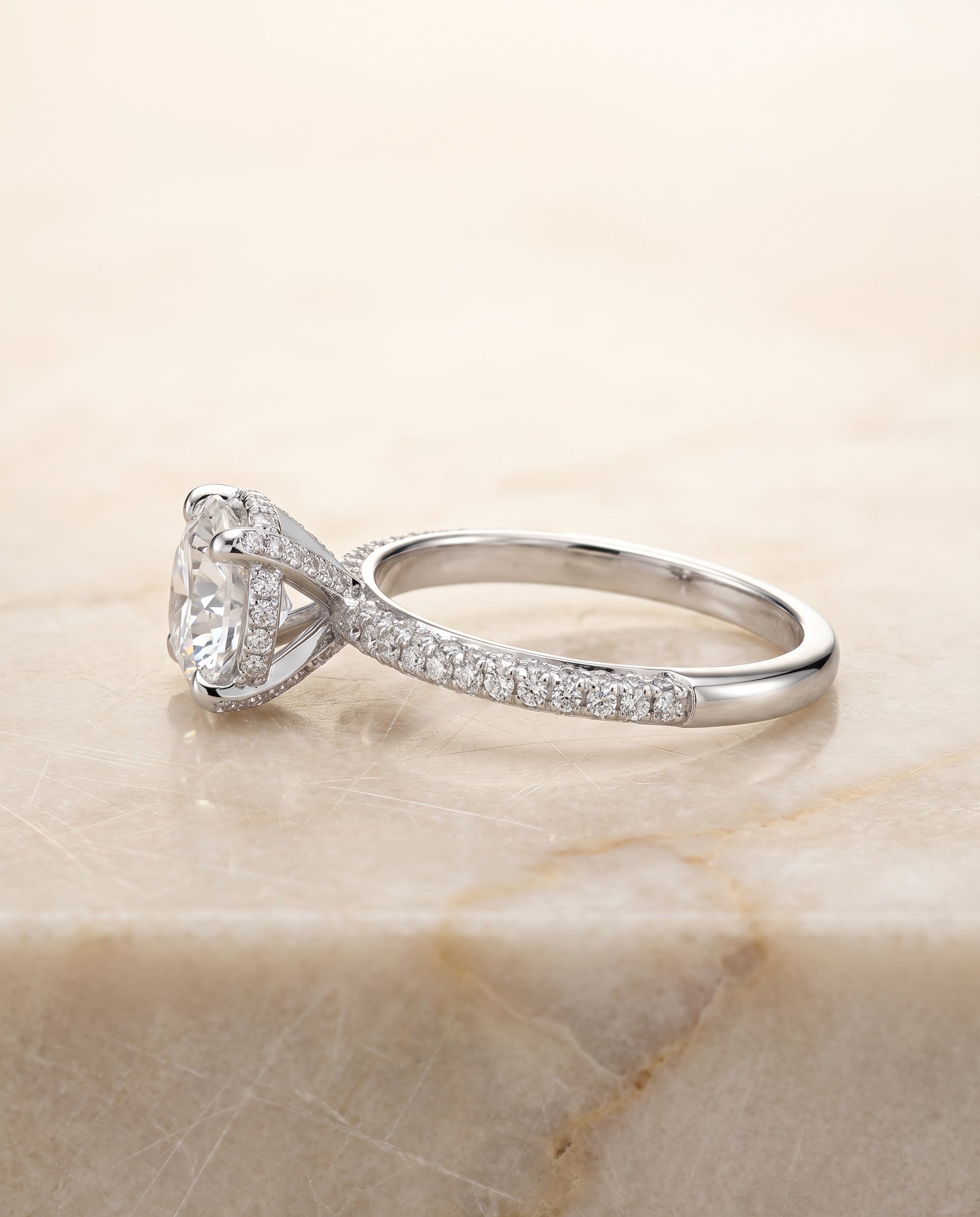 The Tina setting for round diamonds, made to order in Platinum | RockHer
