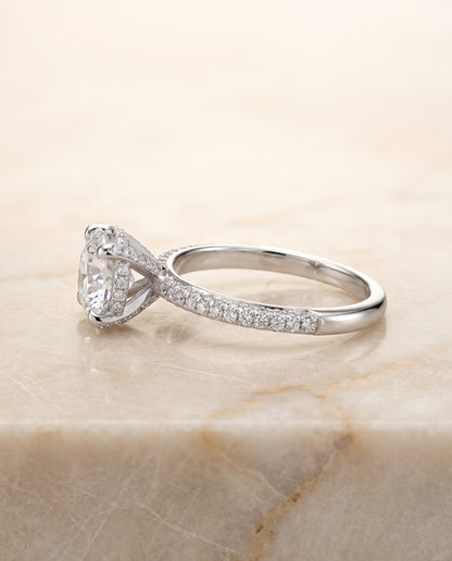 The Tina Triple Row Pavé Round Engagement Ring Setting in Platinum