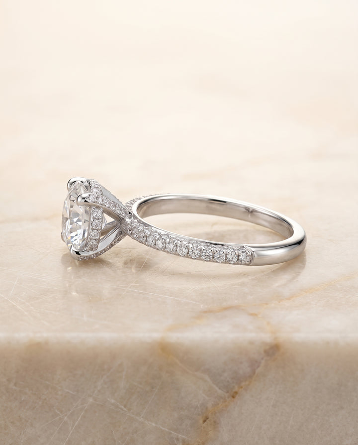 The Tina Triple Row Pavé Round Engagement Ring Setting in Platinum