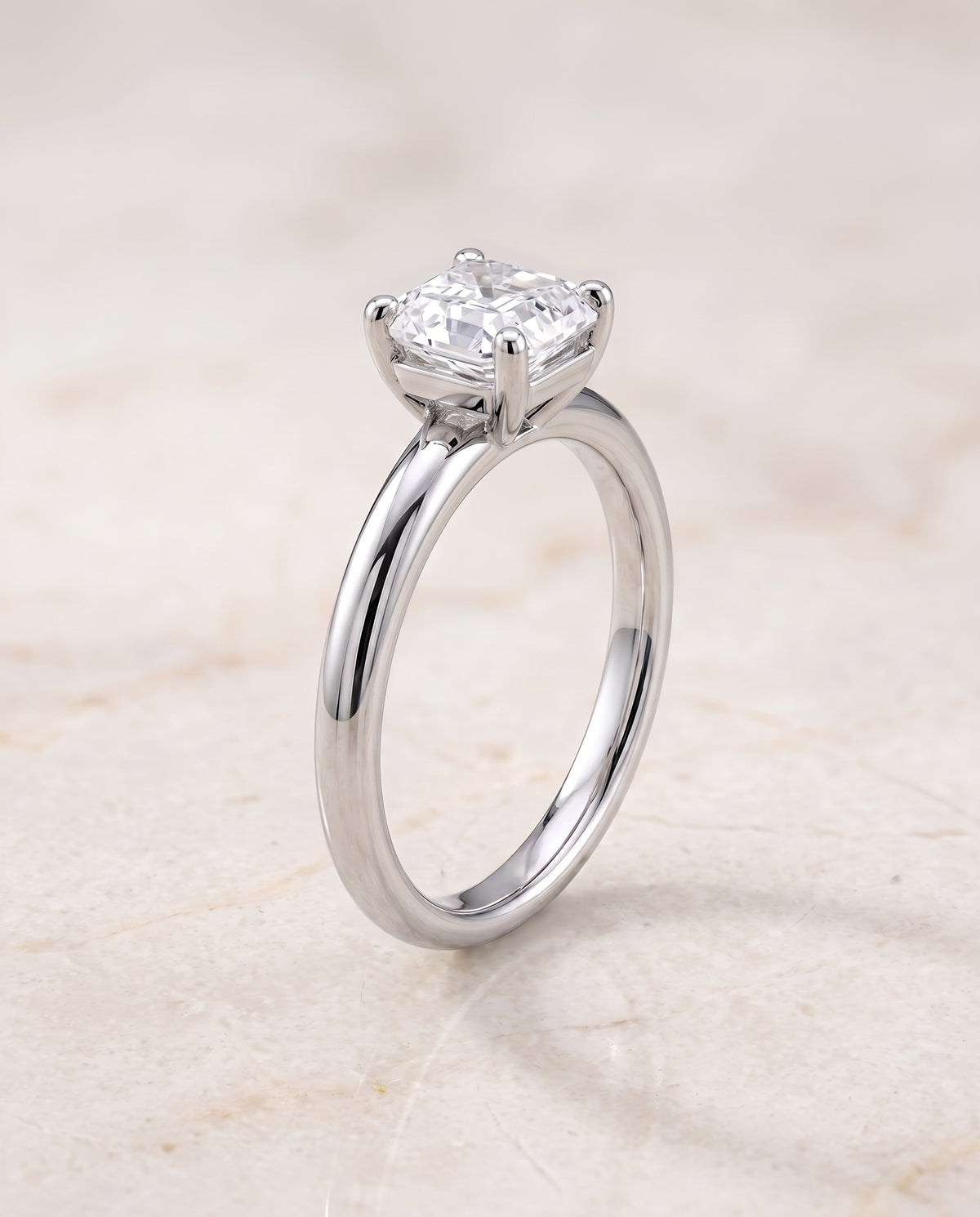 The Tori Rounded Comfort Fit Solitaire Asscher Cut Engagement Ring Setting in 18K White Gold