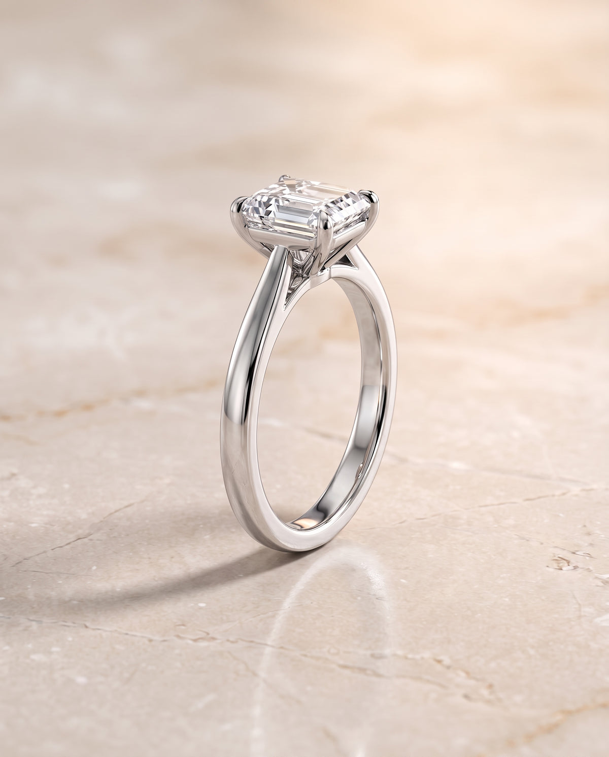 The Tori Rounded Comfort Fit Solitaire Asscher Cut Engagement Ring Setting in 18K White Gold