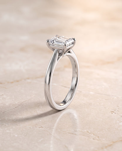 The Tori Rounded Comfort Fit Solitaire Asscher Cut Engagement Ring Setting in 18K White Gold