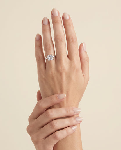 The Tori Rounded Comfort Fit Solitaire Asscher Cut Engagement Ring Setting in 18K White Gold