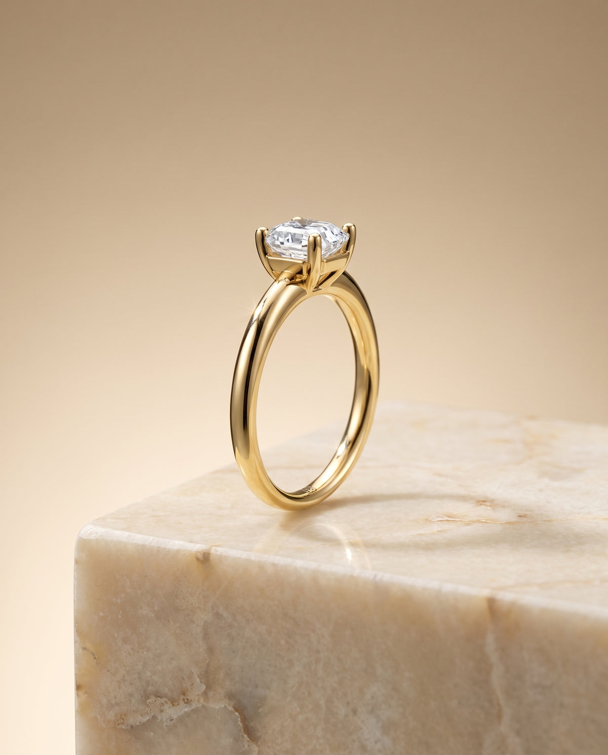 The Tori Rounded Comfort Fit Solitaire Asscher Cut Engagement Ring Setting in 18K Yellow Gold