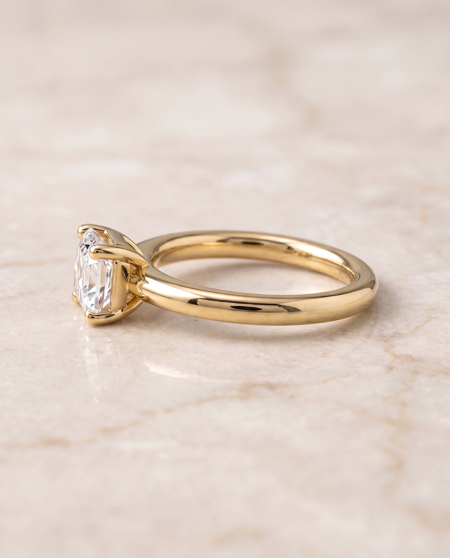 The Tori Rounded Comfort Fit Solitaire Asscher Cut Engagement Ring Setting in 18K Yellow Gold