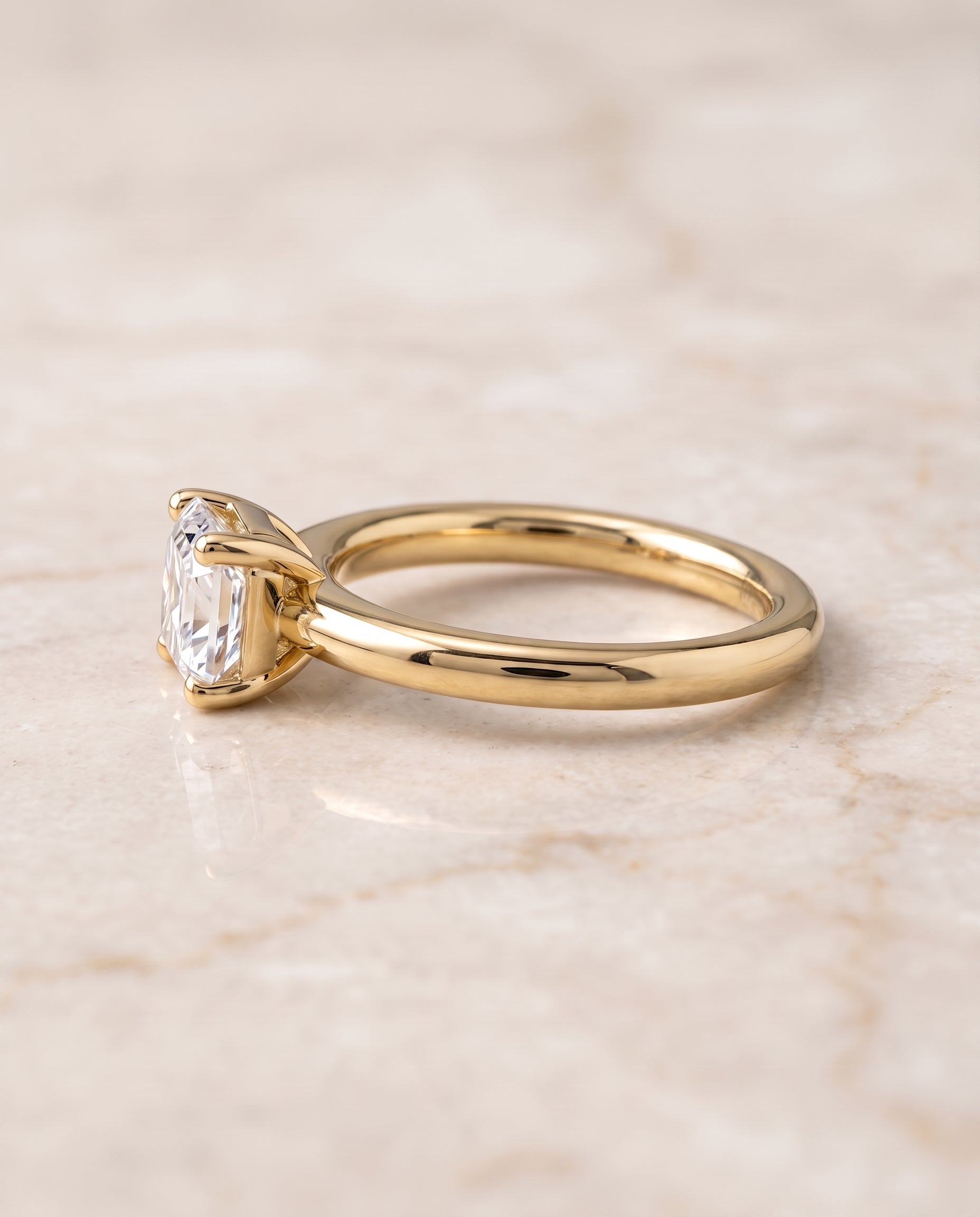 The Tori Rounded Comfort Fit Solitaire Asscher Cut Engagement Ring Setting in 18K Yellow Gold