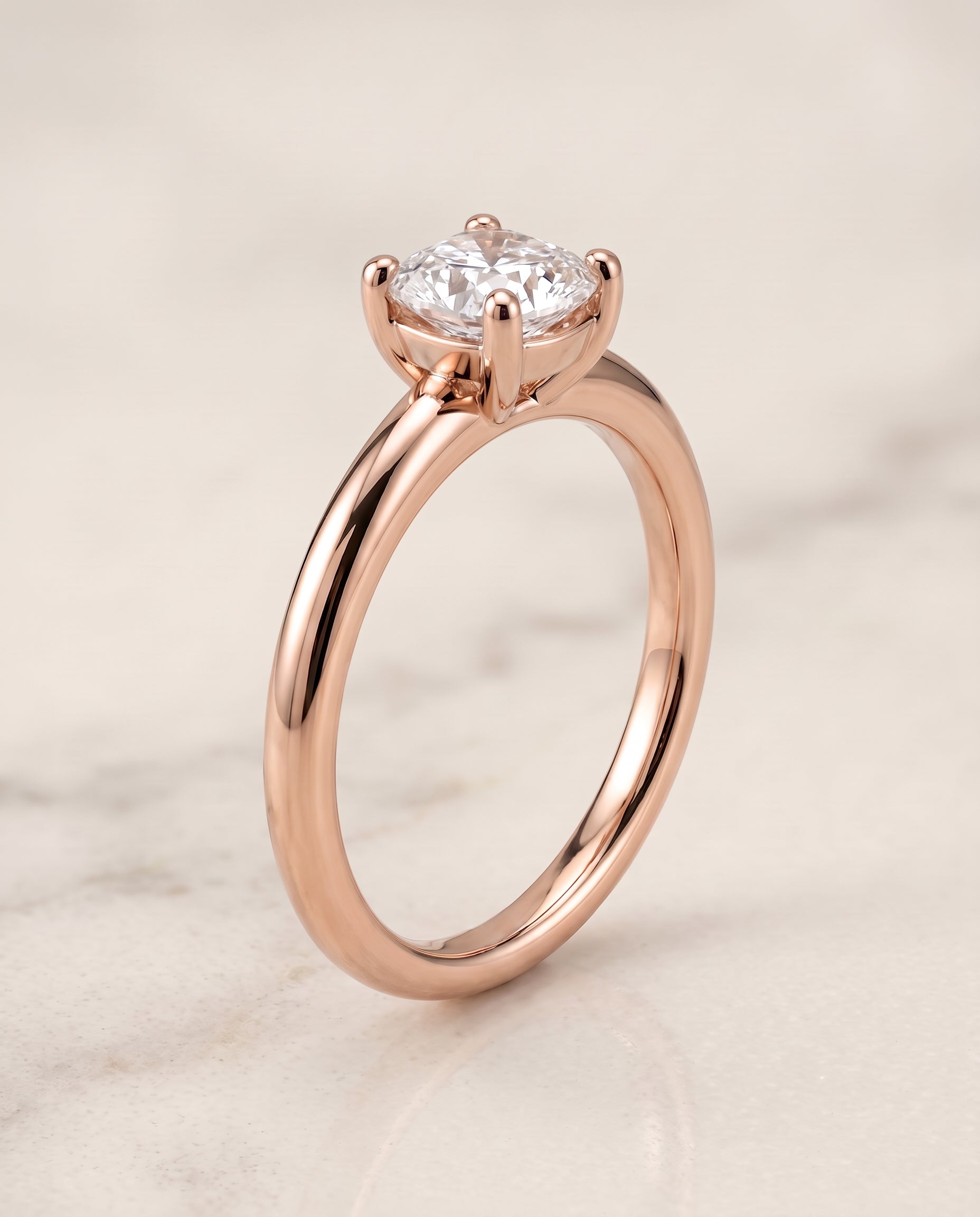 The Tori Rounded Comfort Fit Solitaire Cushion Cut Engagement Ring Setting in 14K Rose Gold