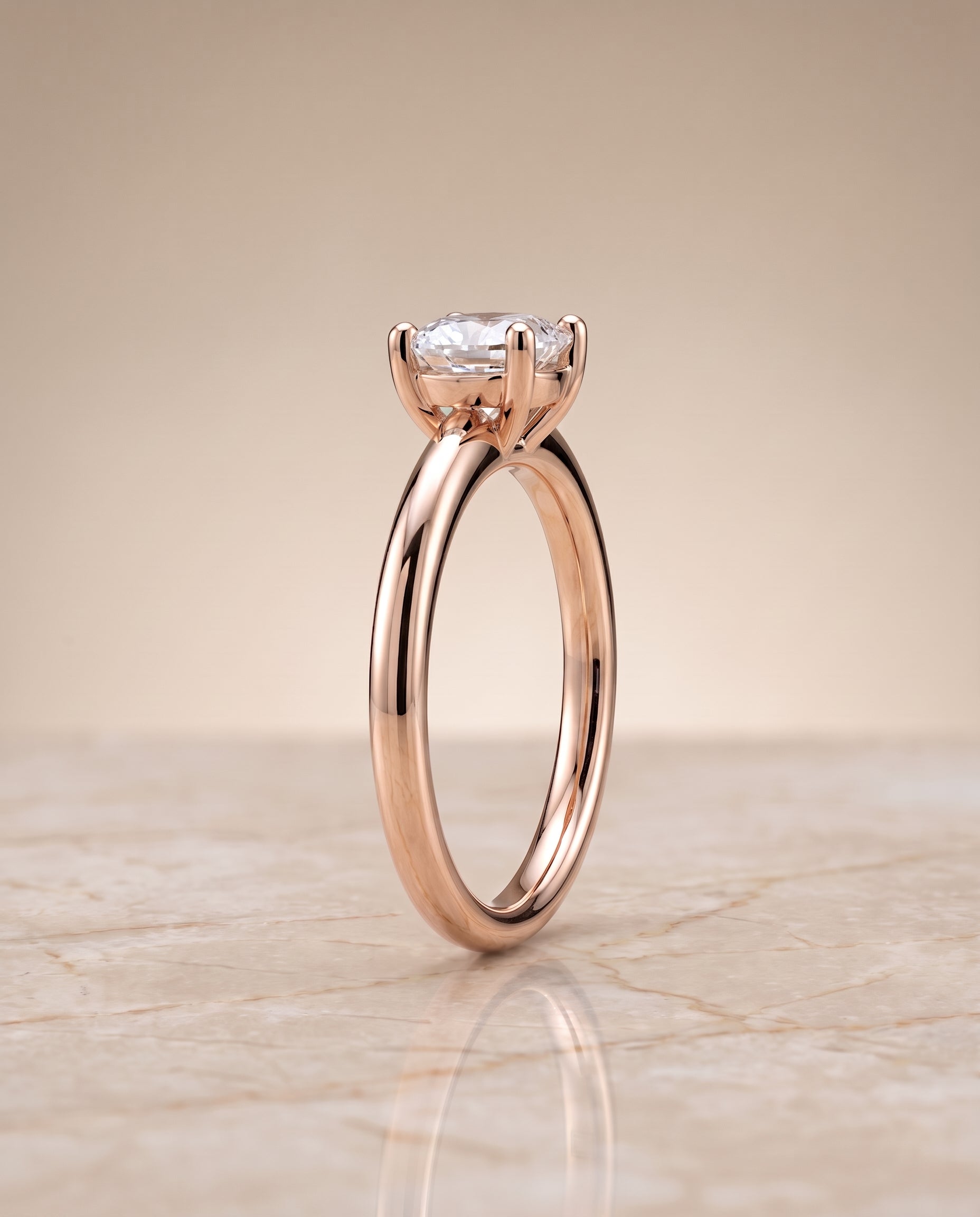 The Tori Rounded Comfort Fit Solitaire Cushion Cut Engagement Ring Setting in 14K Rose Gold