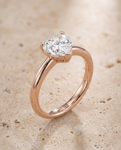 The Tori Rounded Comfort Fit Solitaire Heart Engagement Ring Setting in 14K Rose Gold
