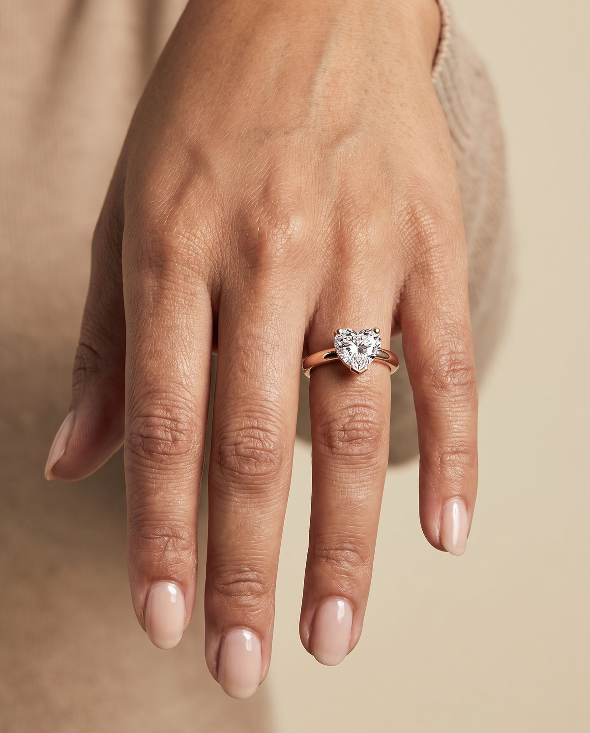 The Tori Rounded Comfort Fit Solitaire Heart Engagement Ring Setting in 14K Rose Gold