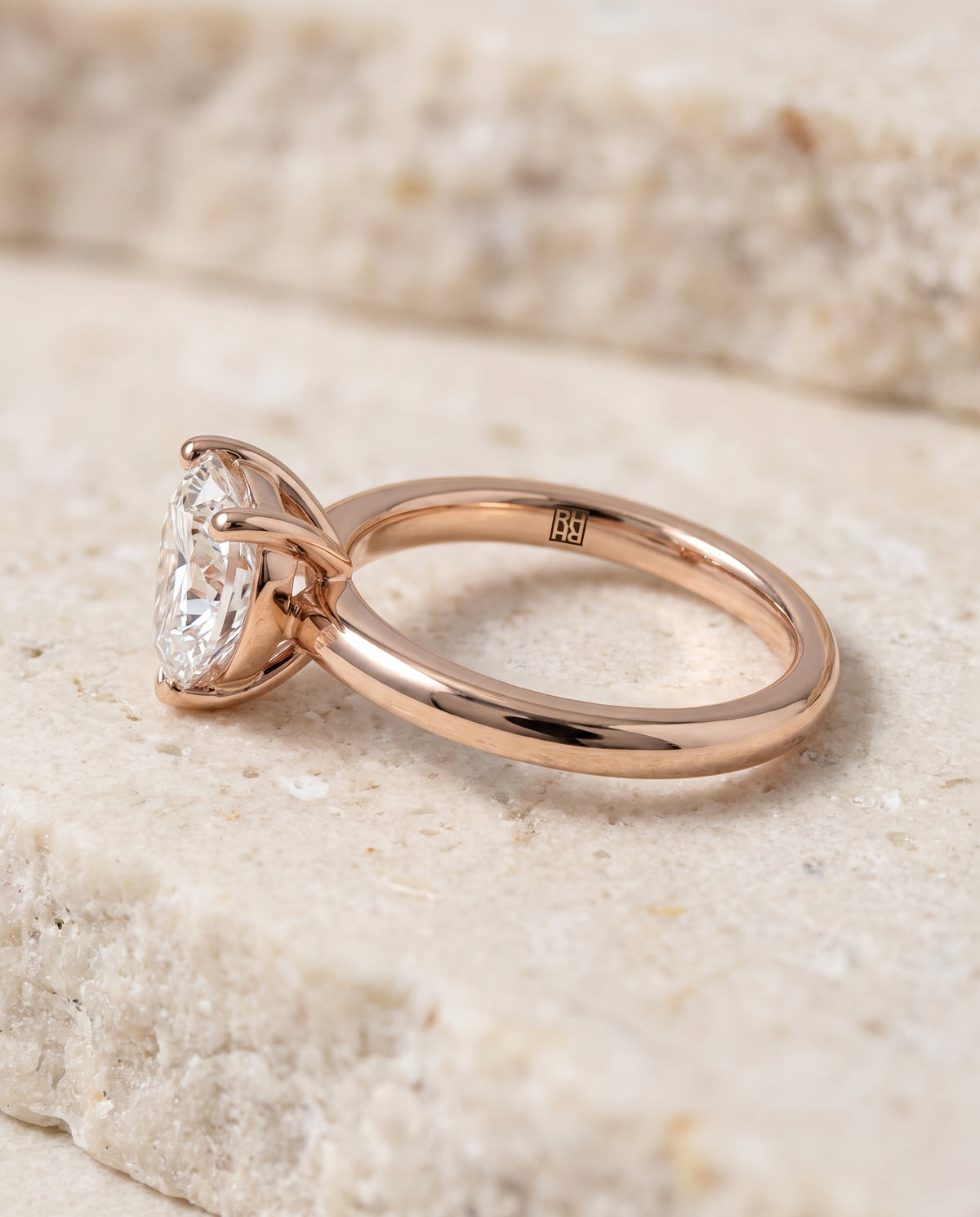 The Tori Rounded Comfort Fit Solitaire Heart Engagement Ring Setting in 14K Rose Gold