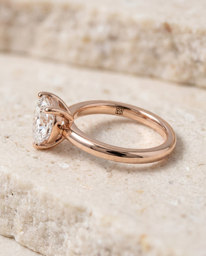The Tori Rounded Comfort Fit Solitaire Heart Engagement Ring Setting in 14K Rose Gold