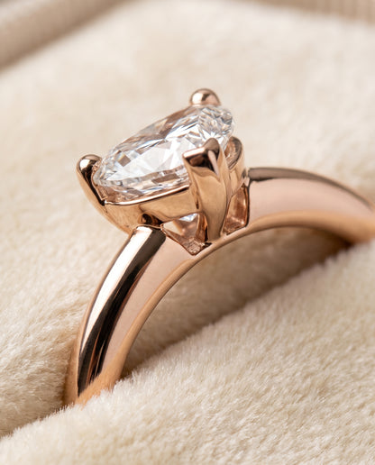 The Tori Rounded Comfort Fit Solitaire Heart Engagement Ring Setting in 14K Rose Gold