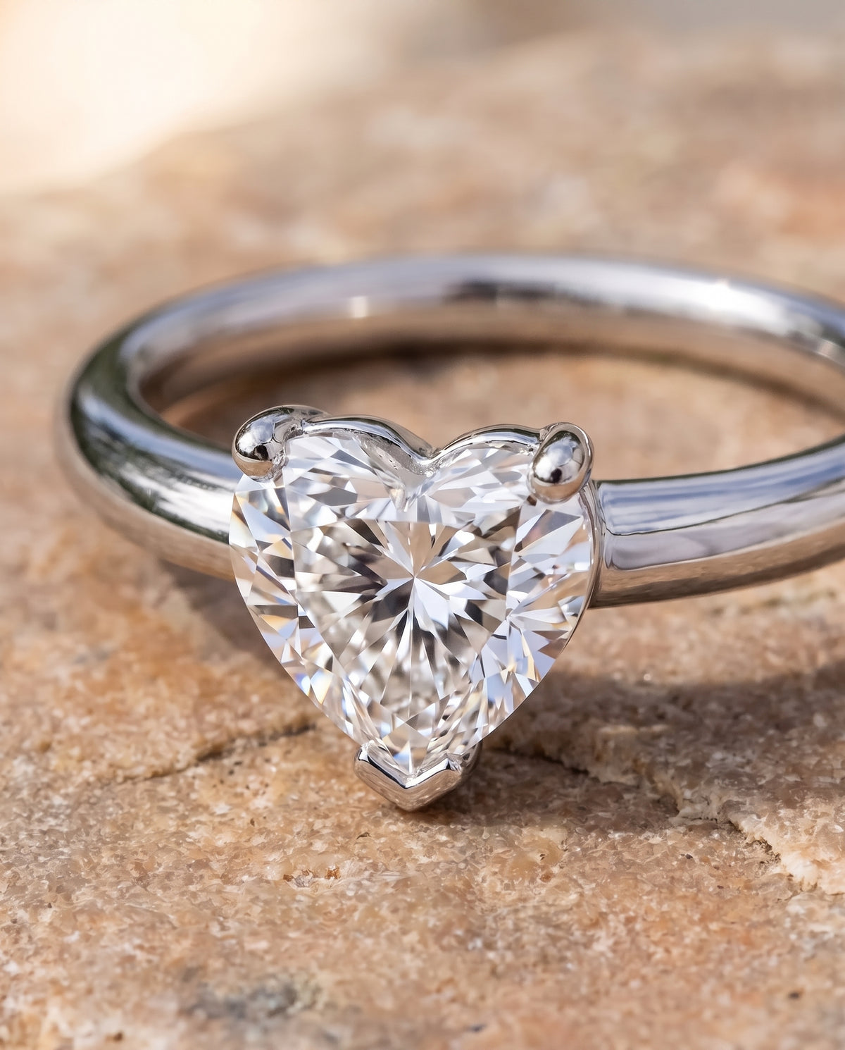 The Tori Rounded Comfort Fit Solitaire Heart Engagement Ring Setting in Platinum