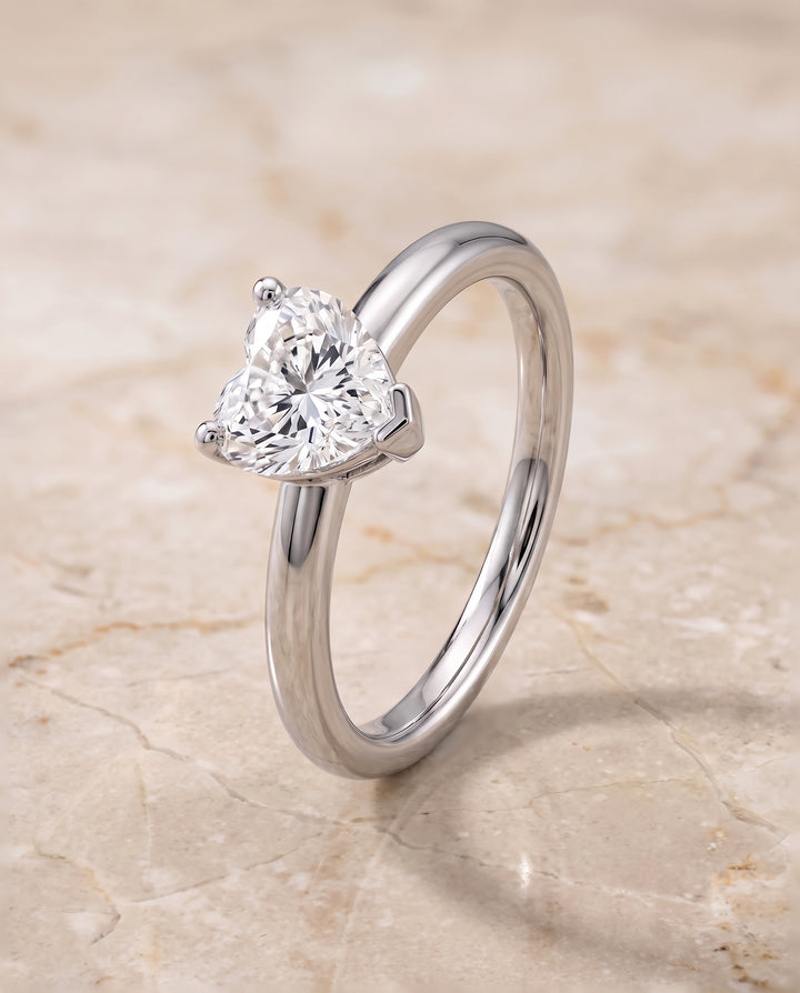 The Tori Rounded Comfort Fit Solitaire Heart Engagement Ring Setting in Platinum