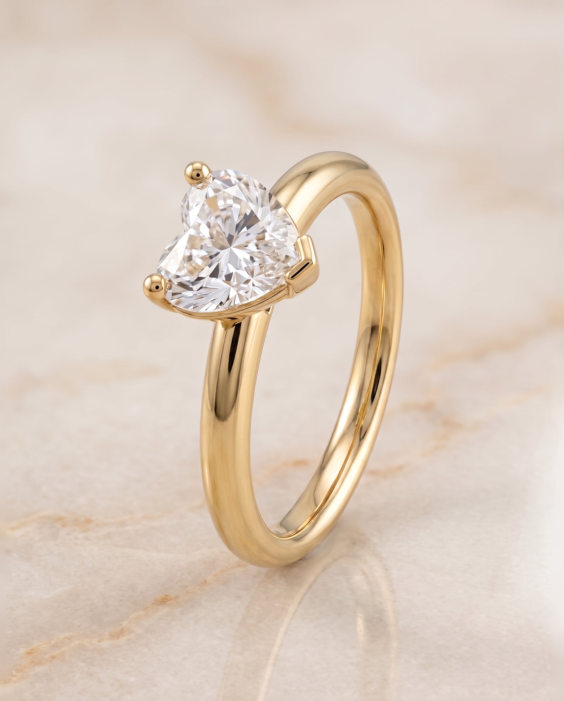 The Tori Rounded Comfort Fit Solitaire Heart Engagement Ring Setting in 18K Yellow Gold