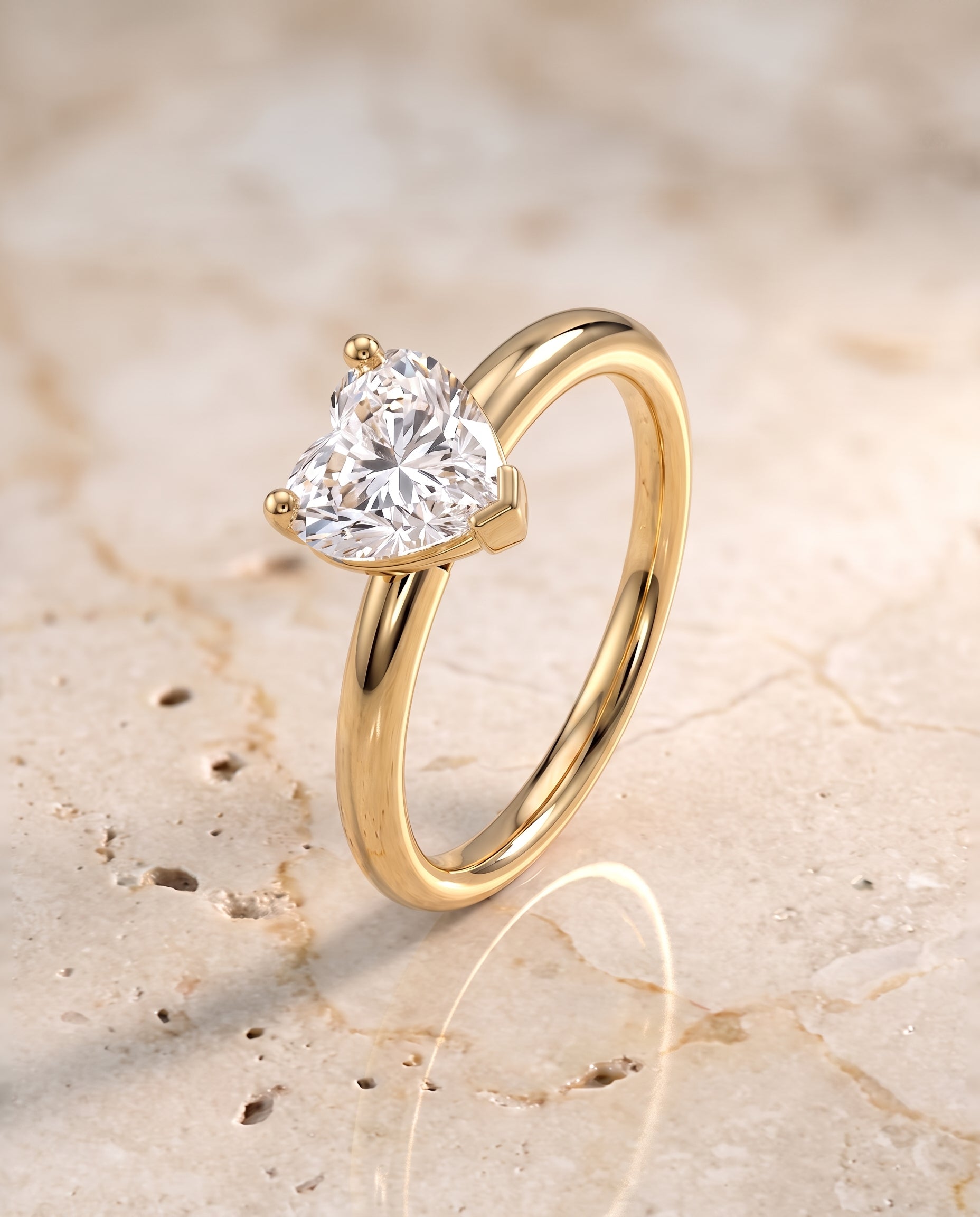 The Tori Rounded Comfort Fit Solitaire Heart Engagement Ring Setting in 18K Yellow Gold