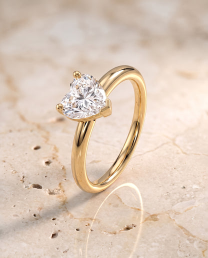 The Tori Rounded Comfort Fit Solitaire Heart Engagement Ring Setting in 18K Yellow Gold