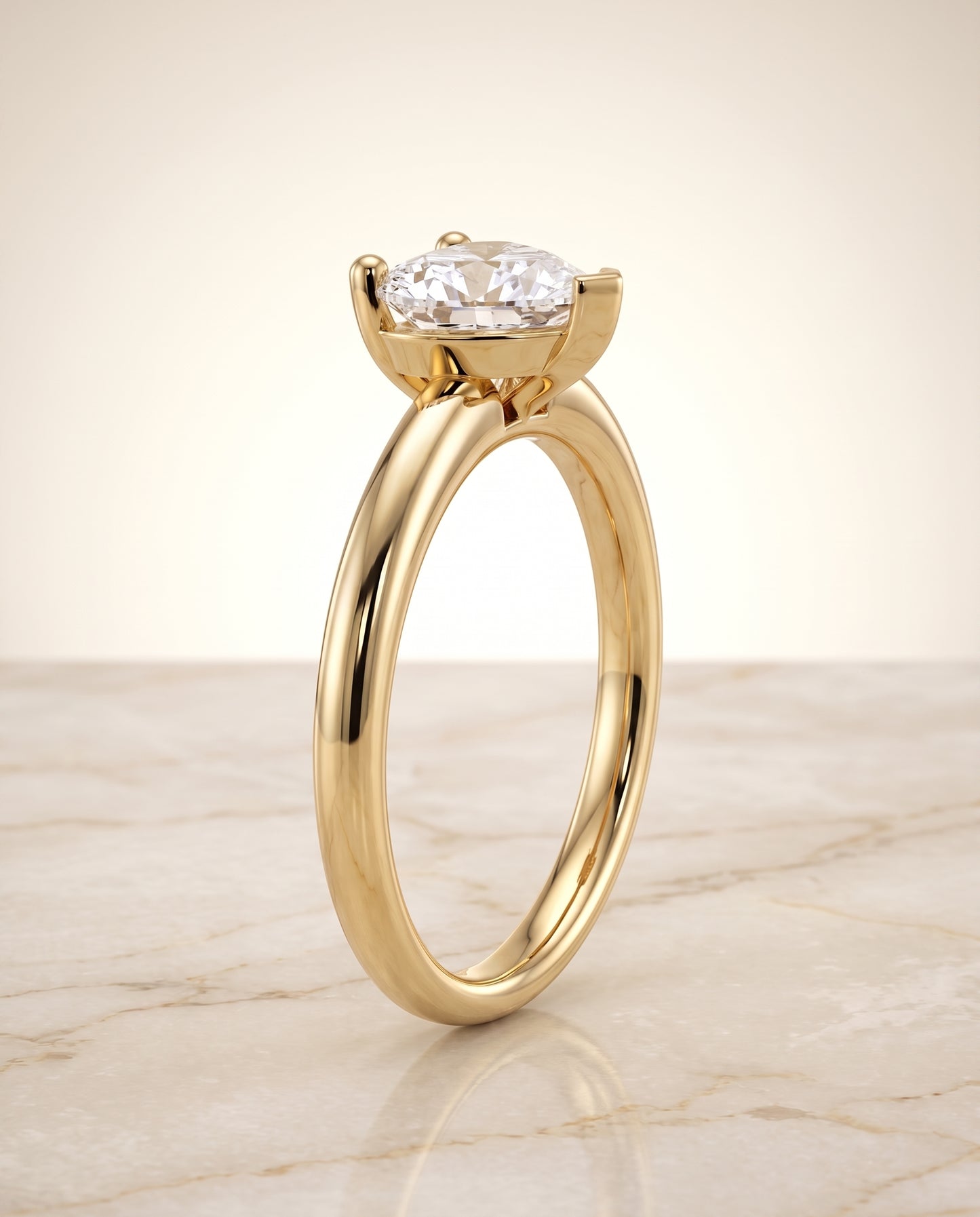 The Tori Rounded Comfort Fit Solitaire Heart Engagement Ring Setting in 18K Yellow Gold