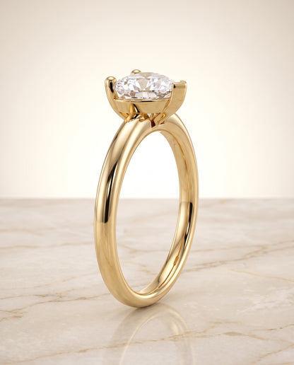 The Tori Rounded Comfort Fit Solitaire Heart Engagement Ring Setting in 18K Yellow Gold