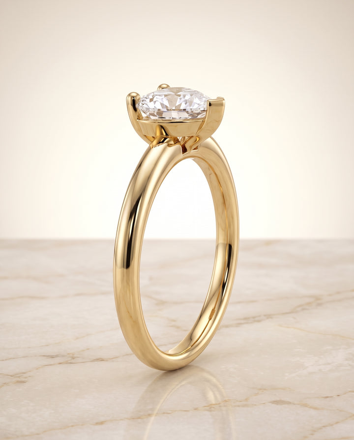The Tori Rounded Comfort Fit Solitaire Heart Engagement Ring Setting in 18K Yellow Gold