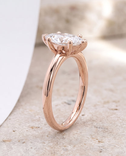 The Tori Rounded Comfort Fit Solitaire Marquise Engagement Ring Setting in 14K Rose Gold
