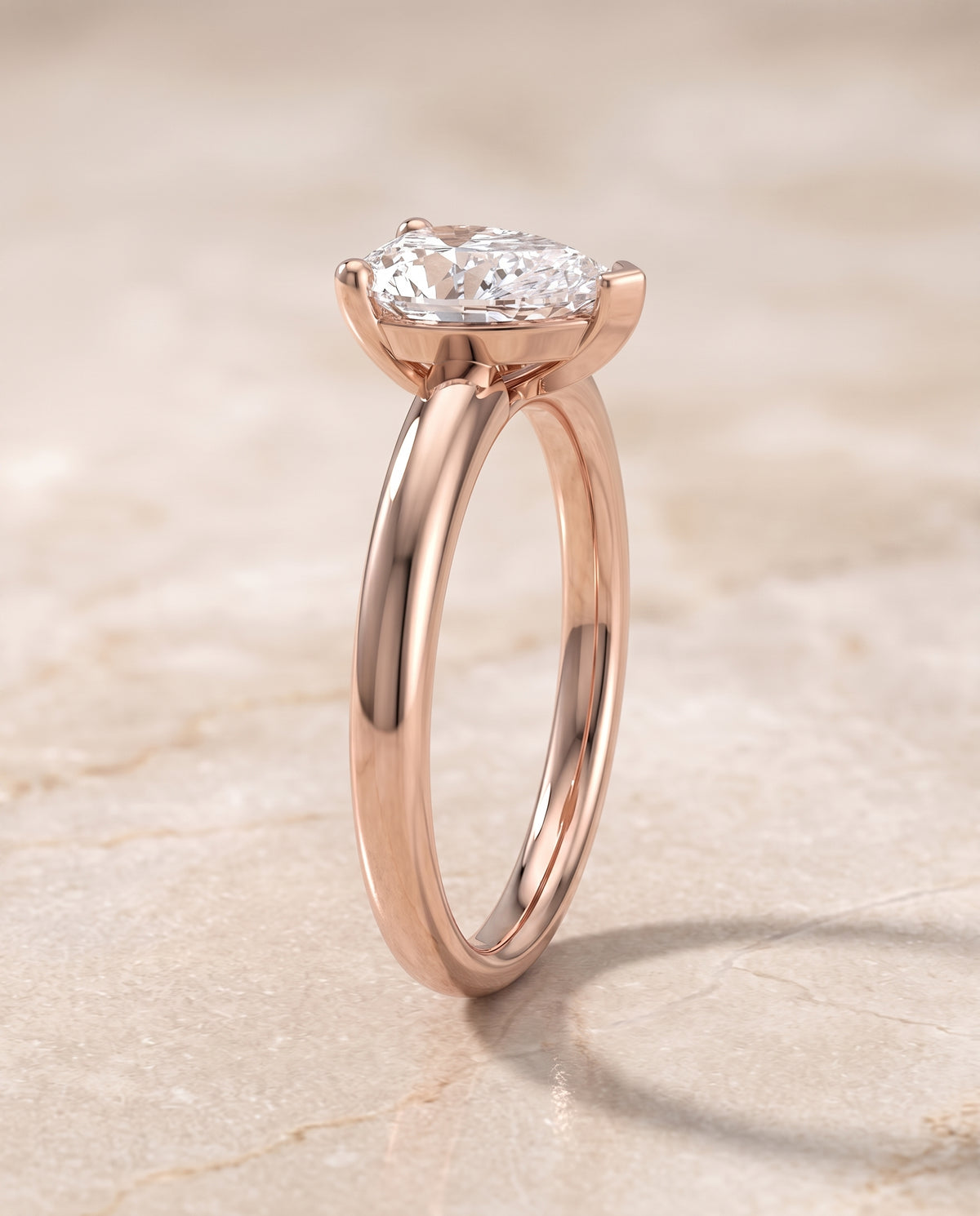The Tori Rounded Comfort Fit Solitaire Pear Engagement Ring Setting in 14K Rose Gold