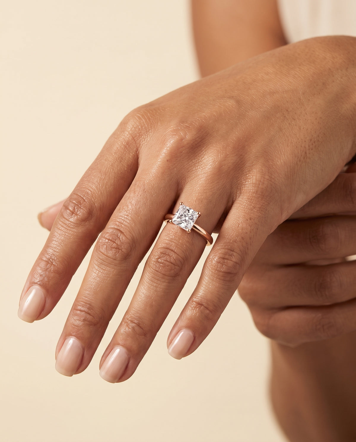 The Tori Rounded Comfort Fit Solitaire Princess Cut Engagement Ring Setting in 14K Rose Gold