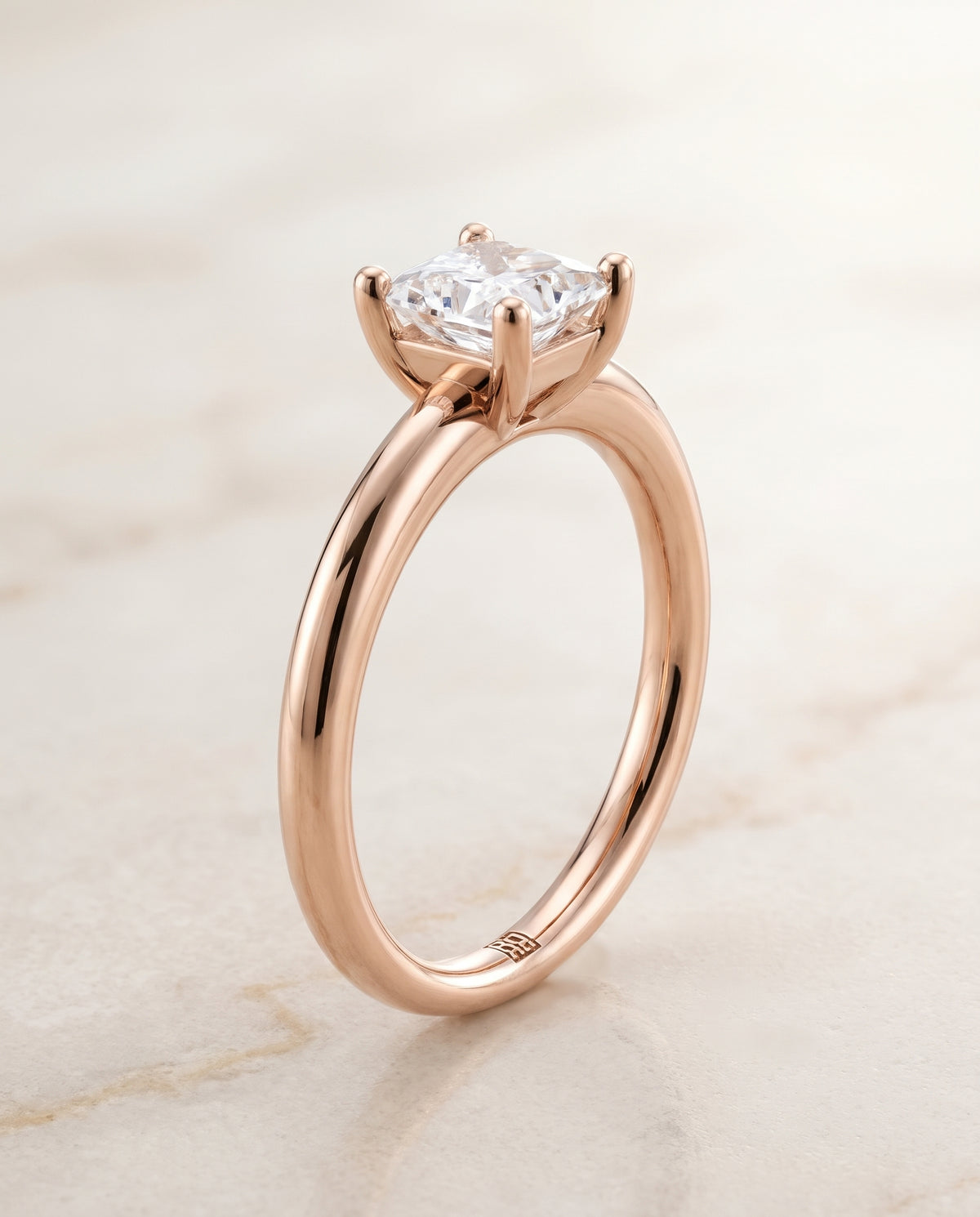 The Tori Rounded Comfort Fit Solitaire Princess Cut Engagement Ring Setting in 14K Rose Gold