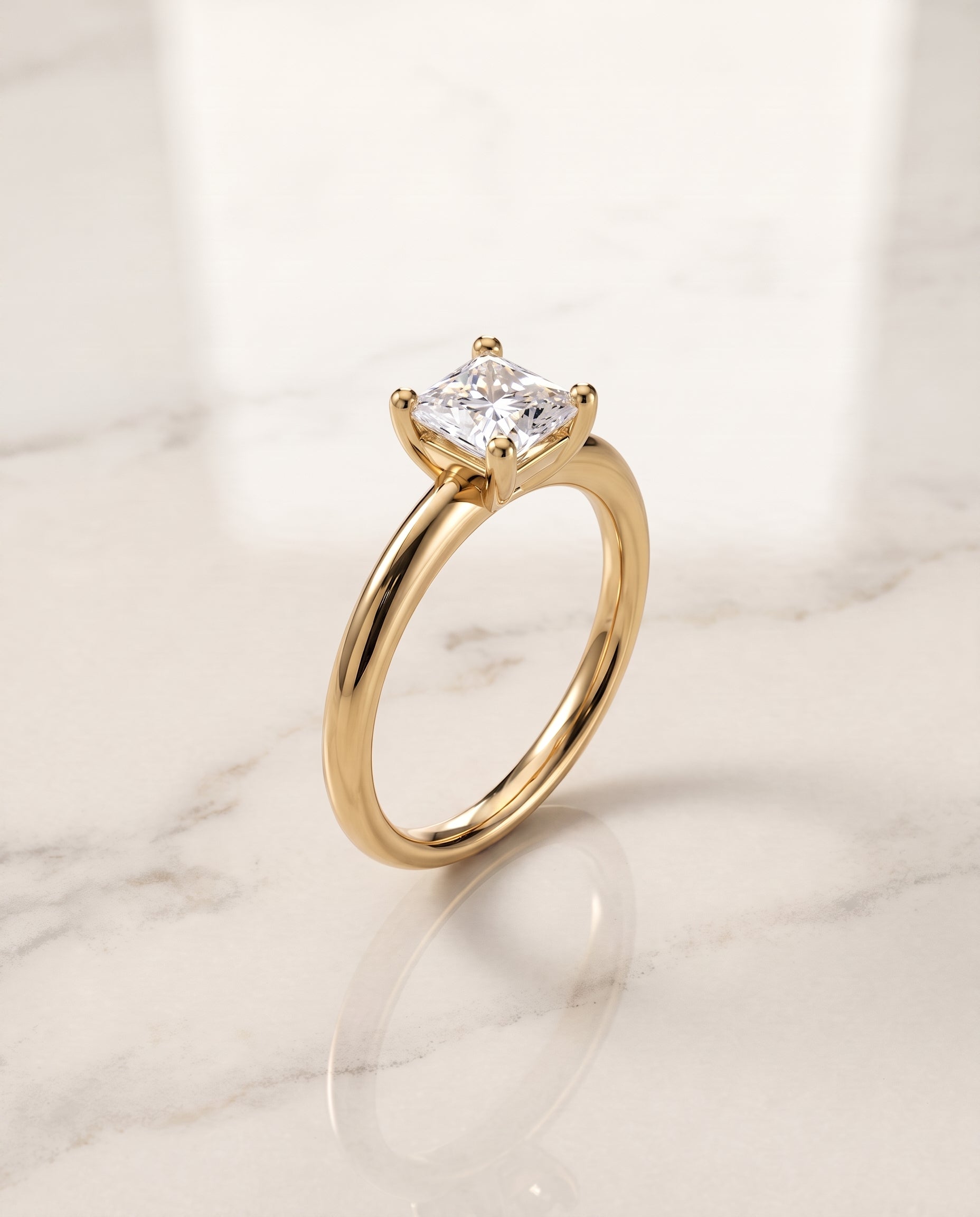 Rounded Comfort Fit Solitaire styling on The Tori princess engagement ring setting | RockHer