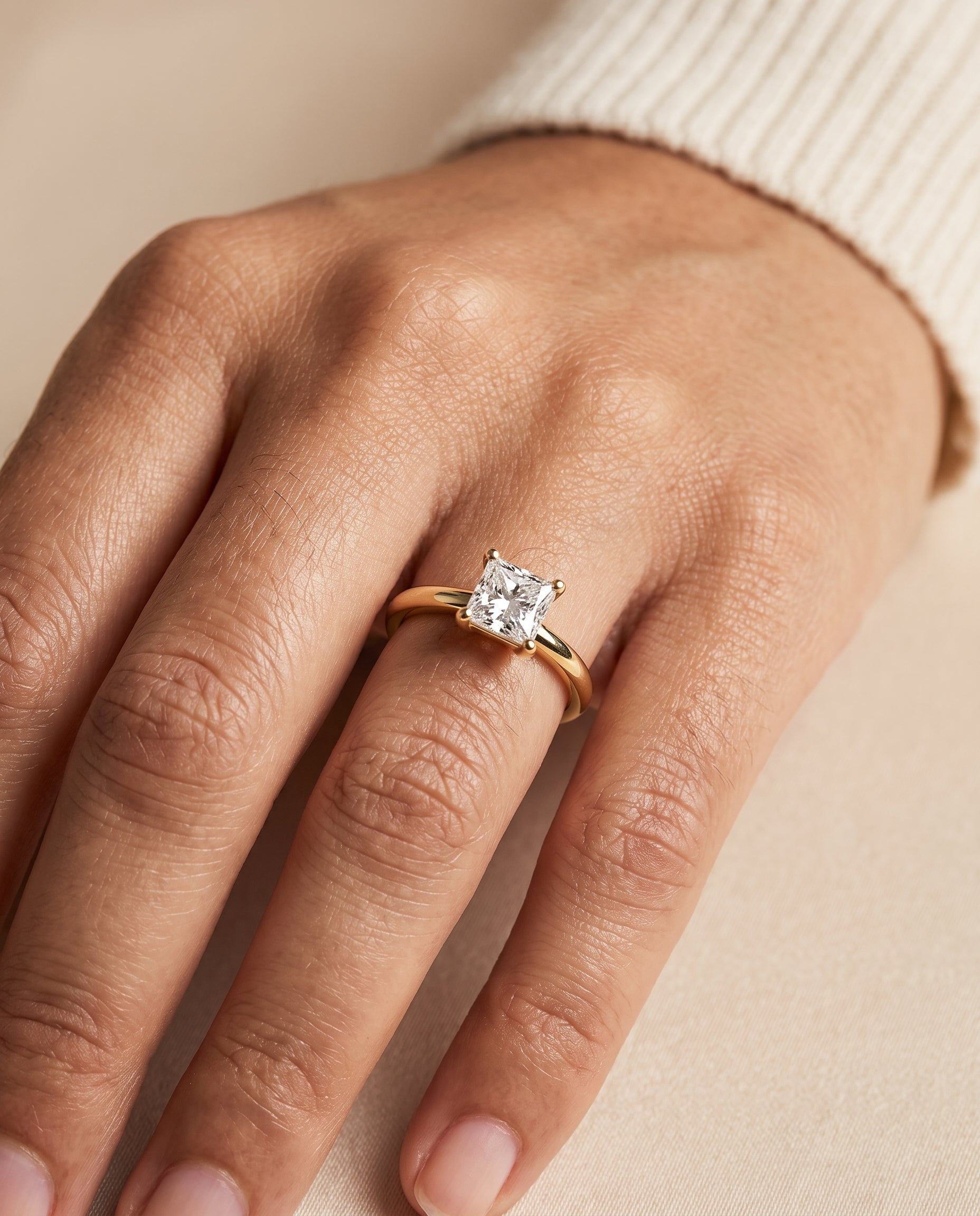 The Tori engagement ring setting in 18K Yellow Gold, rounded comfort fit solitaire design | RockHer