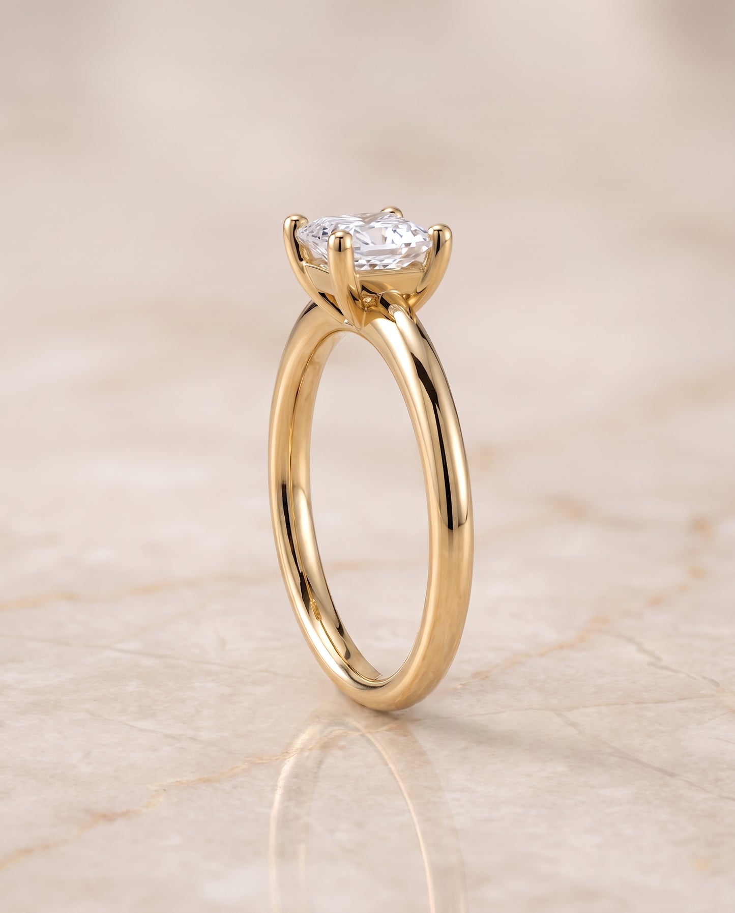 The Tori Rounded Comfort Fit Solitaire Princess Cut Engagement Ring Setting in 18K Yellow Gold