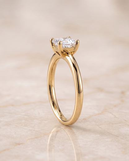 The Tori Rounded Comfort Fit Solitaire Princess Cut Engagement Ring Setting in 18K Yellow Gold