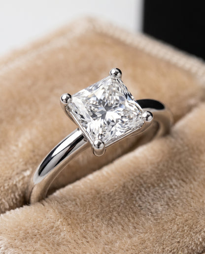 The Tori Rounded Comfort Fit Solitaire Princess Cut Engagement Ring Setting in 18K White Gold