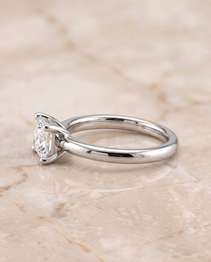 The Tori Rounded Comfort Fit Solitaire Princess Cut Engagement Ring Setting in 18K White Gold