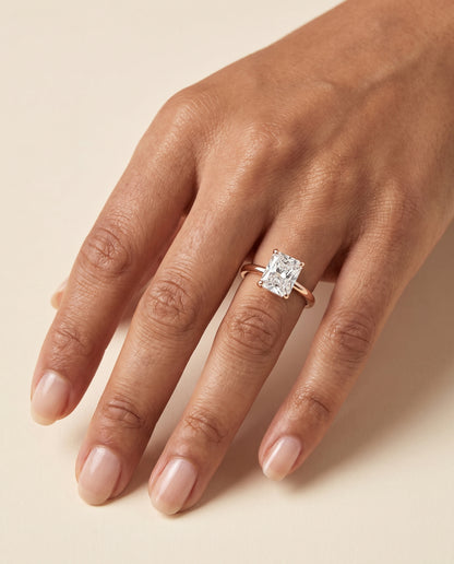 The Tori Rounded Comfort Fit Solitaire Radiant Cut Engagement Ring Setting in 14K Rose Gold