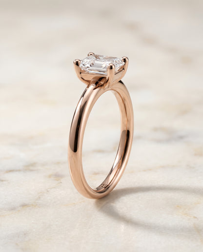The Tori Rounded Comfort Fit Solitaire Radiant Cut Engagement Ring Setting in 14K Rose Gold